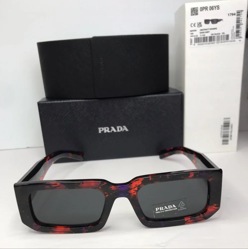 Authentic New PRADA 06YS 06V5S0 Abstract Orange Dark Grey